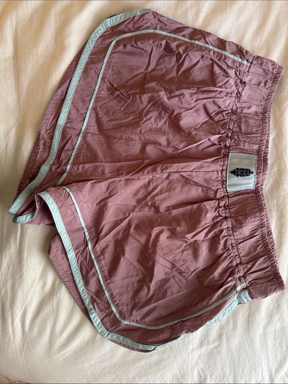 FP Movement by Free People Dusky Rose Athletic Shorts with Cream Trim